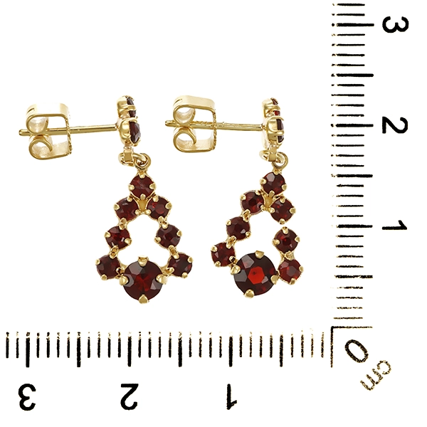 Steckhänger, 8K, Gelbgold, Granat