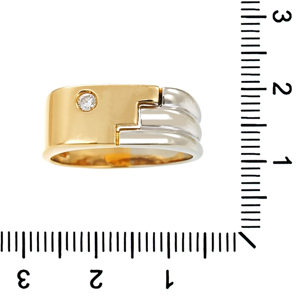 Herrenring, 18K, Gelb-/Weißgold, Brillant