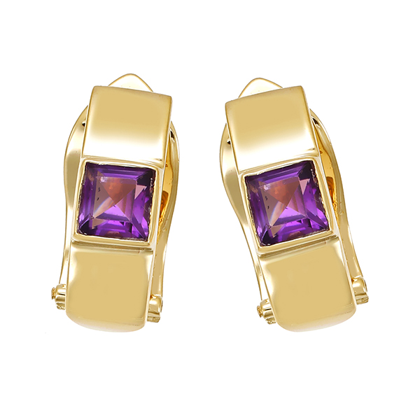 Clip-Stecker, 14K, Gelbgold, Amethyst