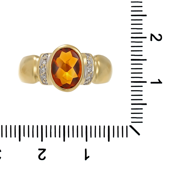 Ring, 14K, Gelb-/Weißgold, Citrin, Brillanten