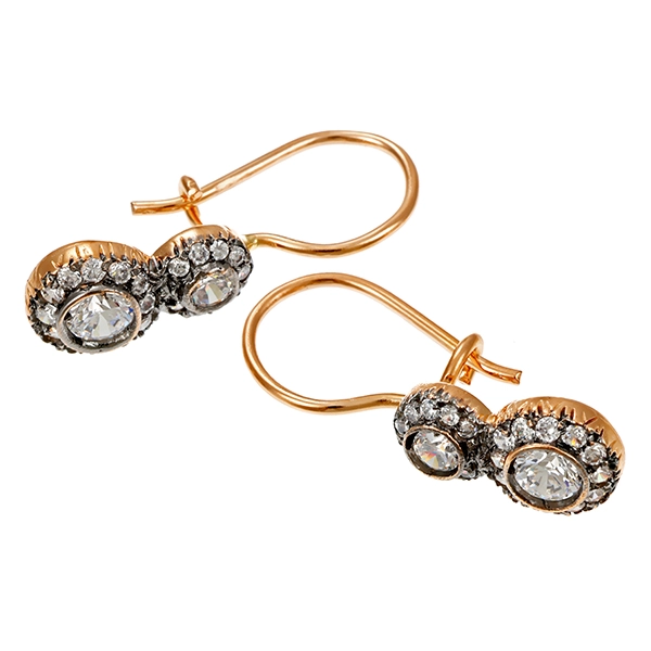Ohrhänger, 14K, Gelb-/Weißgold, Zirkonia