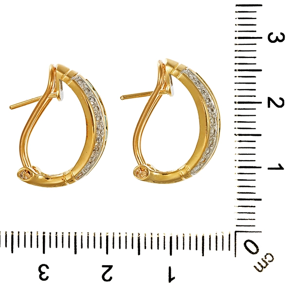 Clip-Stecker, 18K, Gelb-/Weißgold, Smaragde, Brillanten