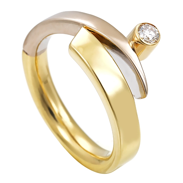 Diamantring, 14K, Gelb-/Weißgold, Brillant