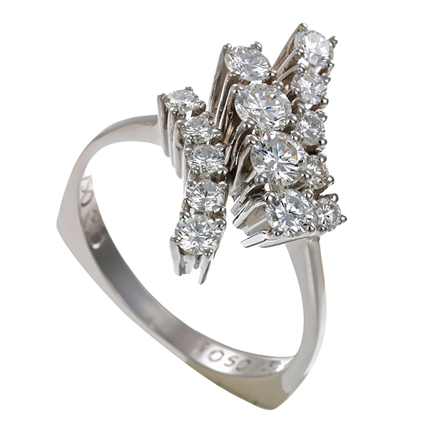 Ring, 14K, Weißgold, Brillanten, 1,10ct