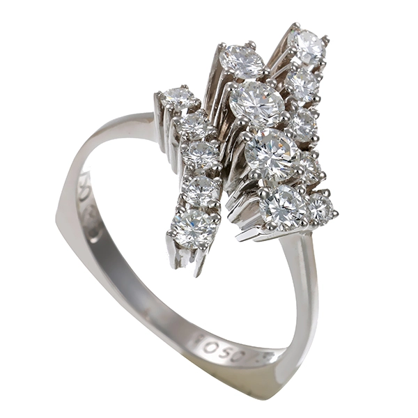 Ring, 14K, Weißgold, Brillanten, 1,10ct