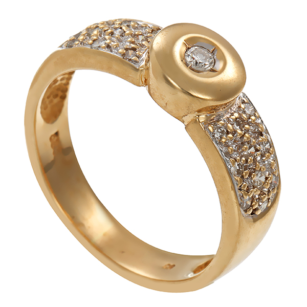 Diamantring, 14K, Gelbgold, Brillanten 0,33 ct