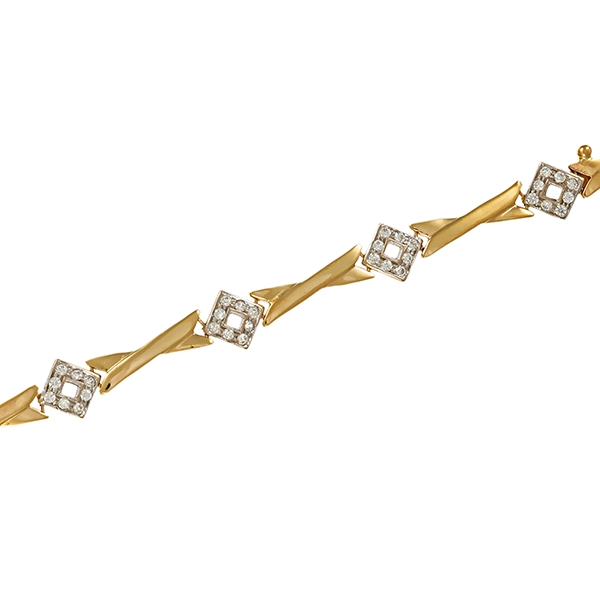 Armband, 14K, Gelb-/Weißgold, Zirkonia