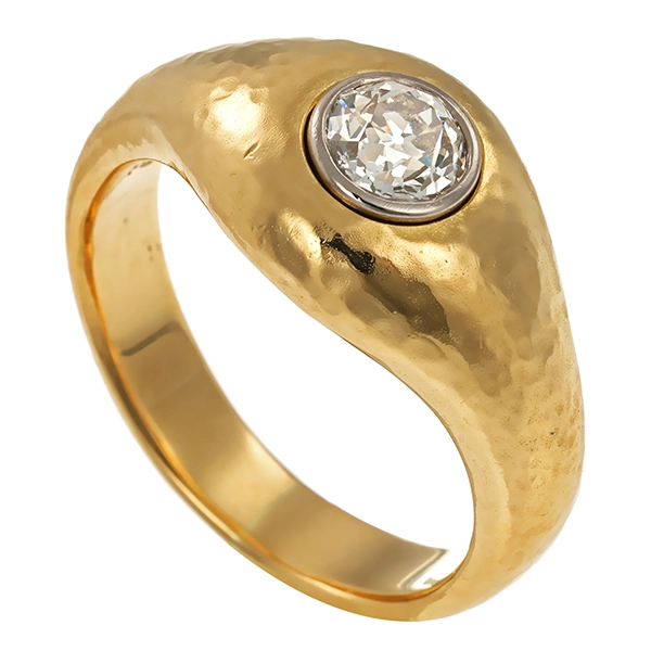 Herrenring, 18K, Gelb-/Weißgold, Diamant 0,50ct