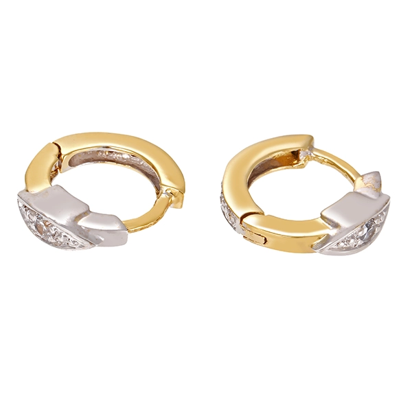 Creolen, 14K, Gelb-/Weißgold, Zirkonia