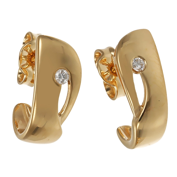 Steckcreolen, 14K, Gelbgold, Brillanten