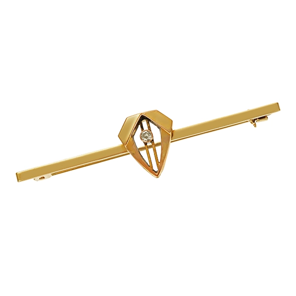 Brosche, 14K, Gelbgold, Diamant