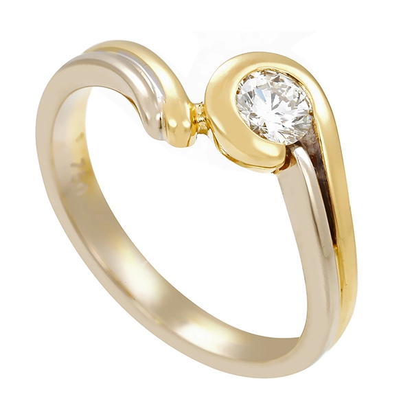 Diamantring, 18K, Gelb-/Weißgold, Brillant 0,20 ct