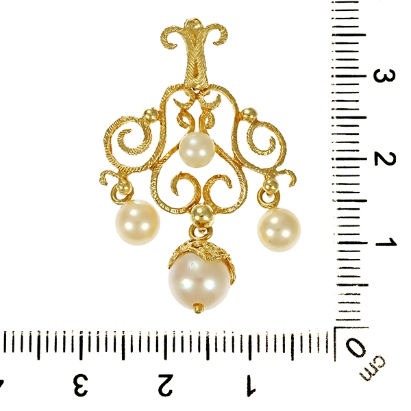 Anhänger,14K, Gelbgold, Perlen