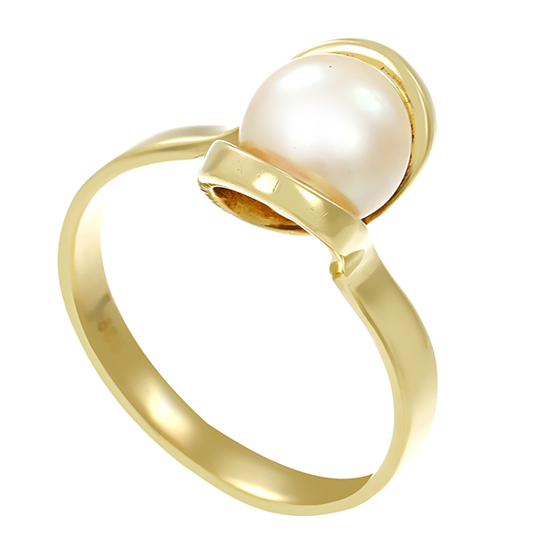 Ring, 14K, Gelbgold, Perle