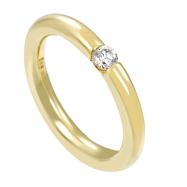 Ring, 14K, Gelbgold, Zirkonia