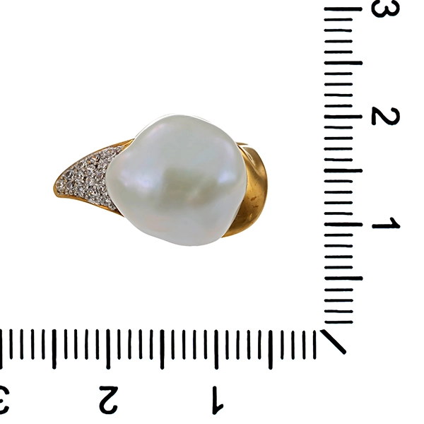 Ring, 8K, Gelb-/Weißgold, Zirkonia, Perle