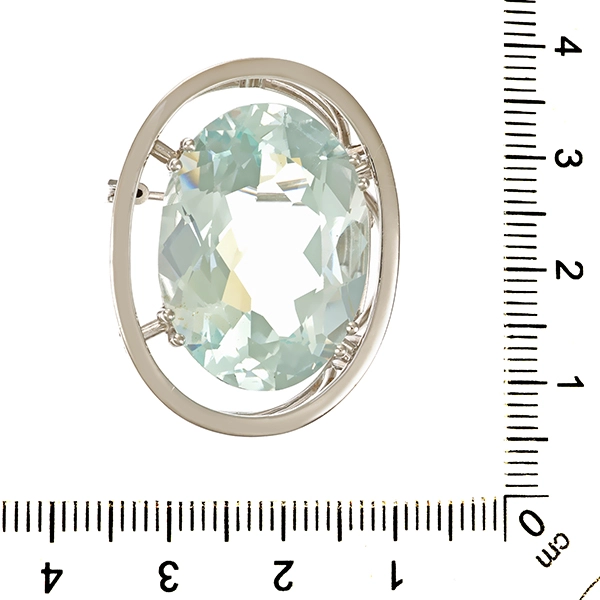 Brosche, 18K, Weißgold, Beryll