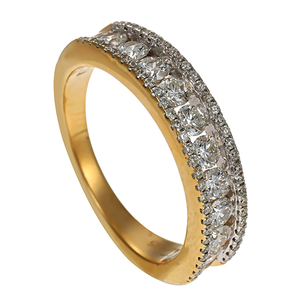 Brillantring, 14K, Gelb-/Weißgold, Brillanten