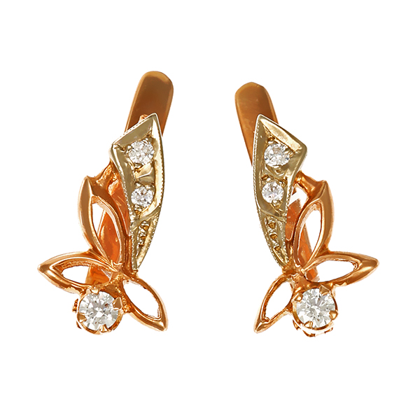 Ohrhänger, 14K, Rotgold, Zirkonia