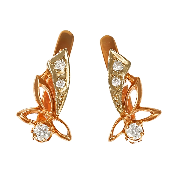 Ohrhänger, 14K, Rotgold, Zirkonia