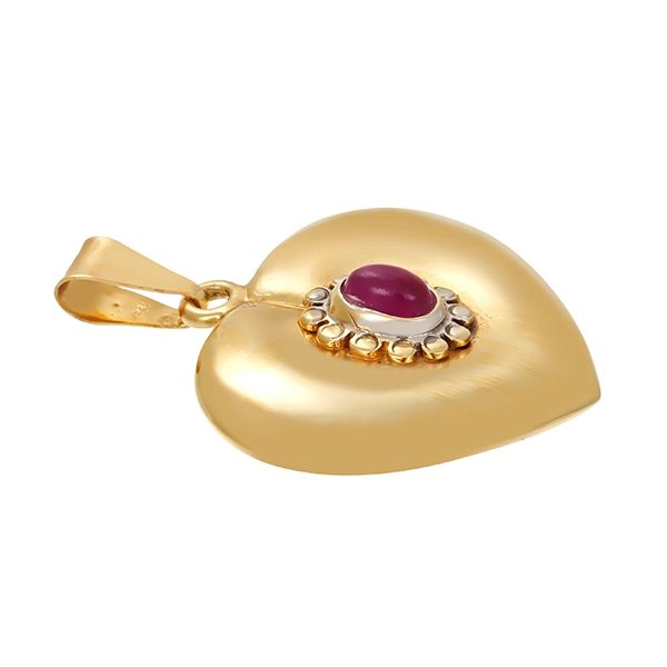 Anhänger, 14K, Gelb-/Weißgold, Rubin, Herz