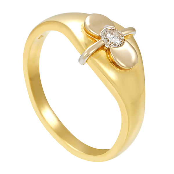 Diamantring, 18K, Gelb-/Weißgold, Brillant 0,15 ct