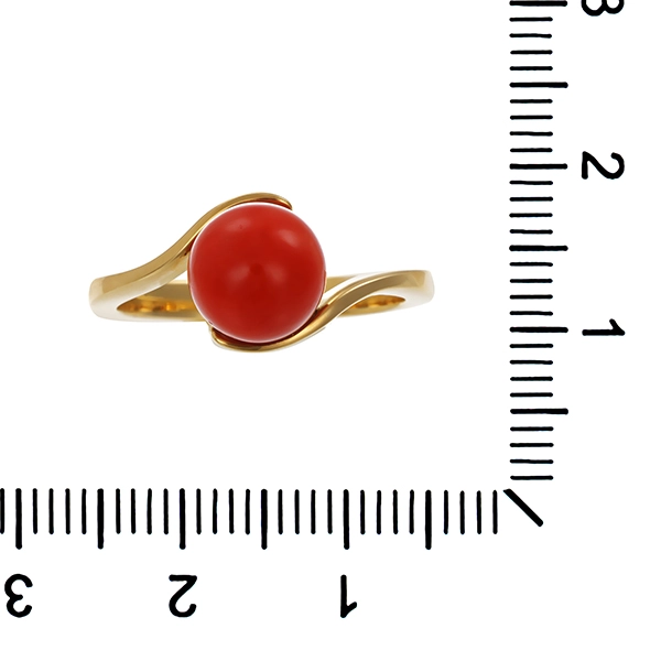 Ring, 18K, Gelbgold, Koralle
