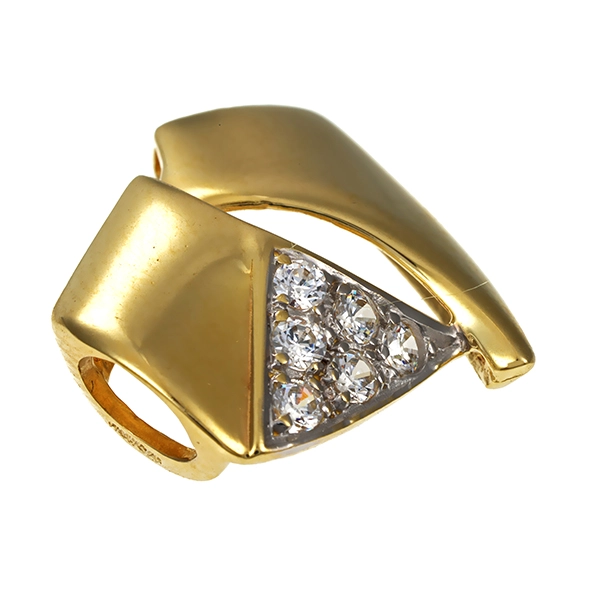Anhänger, 9K, Gelb-/Weißgold, Zirkonia