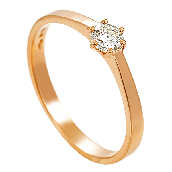 Diamantring, 18K, Rotgold, Brillant 0,25 ct