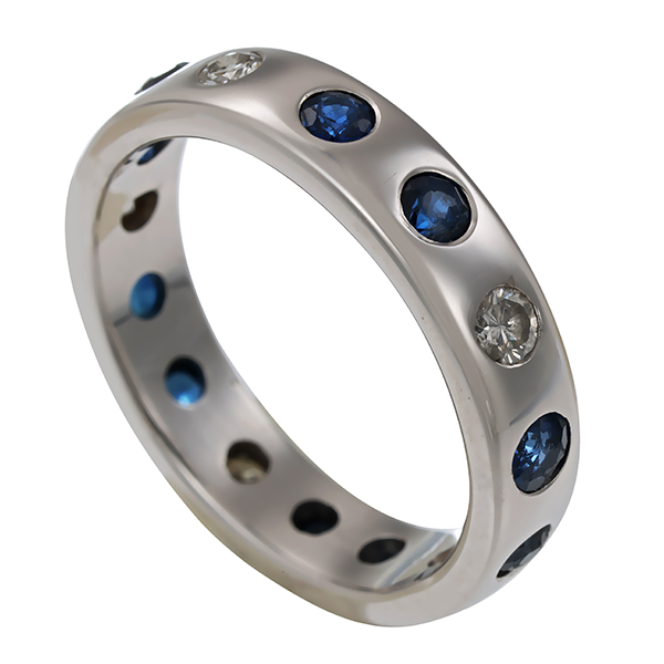 Ring, 14K, Weißgold, Brillanten, Saphire