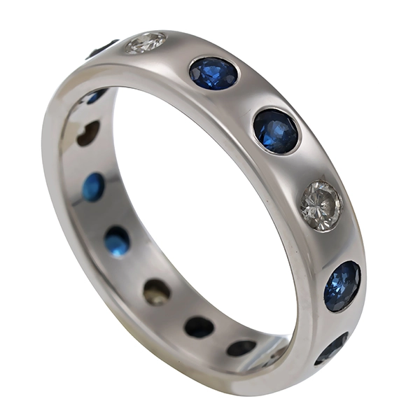 Ring, 14K, Weißgold, Brillanten, Saphire