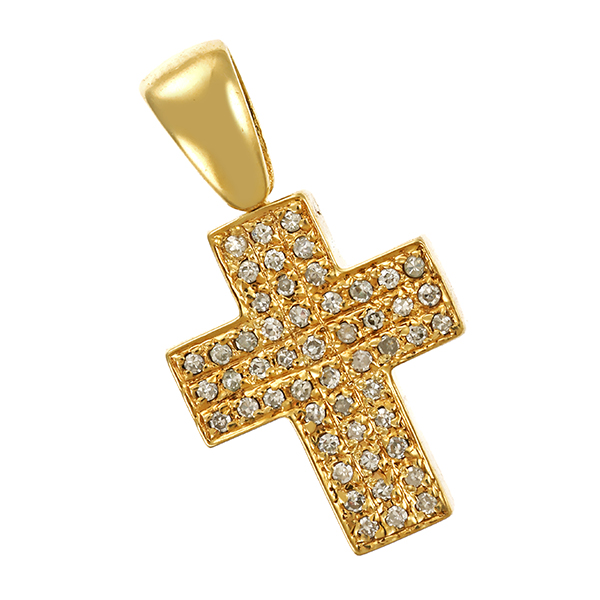 Anhänger, 8K, Gelbgold, Diamanten, Kreuz