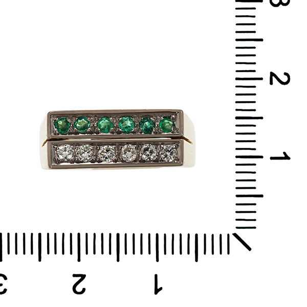 Ring, 14K, Gelbgold, Brillanten, Smaragde