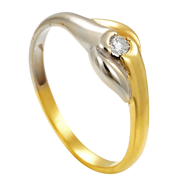 Diamantring, 18K, Gelb-/Weißgold, Brillant