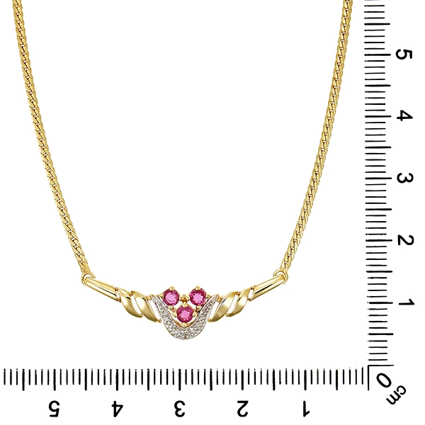 Collier, 14K, Diamant, Rubin
