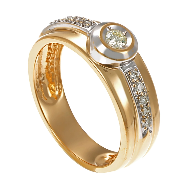 Ring, 14K, Gelb-Weißgold, 11 Brillanten