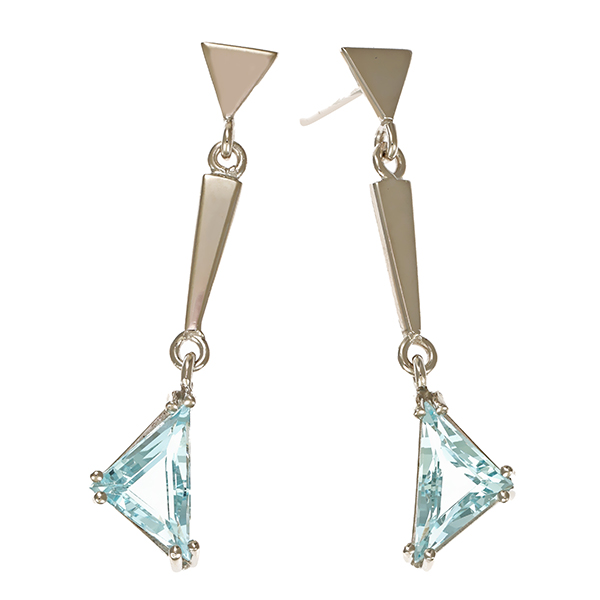 Steckhänger, 14K, Weißgold, Aquamarin