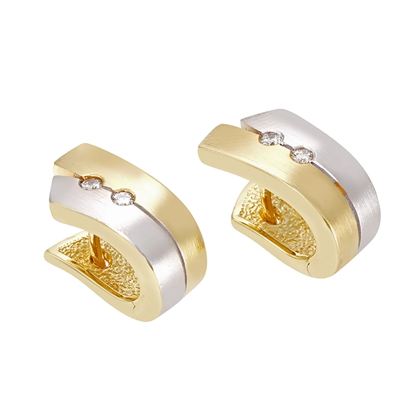 Creolen, 14K, Gelb-/Weißgold, Brillanten