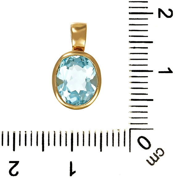 Anhänger, 14K, Gelbgold, Topas blau