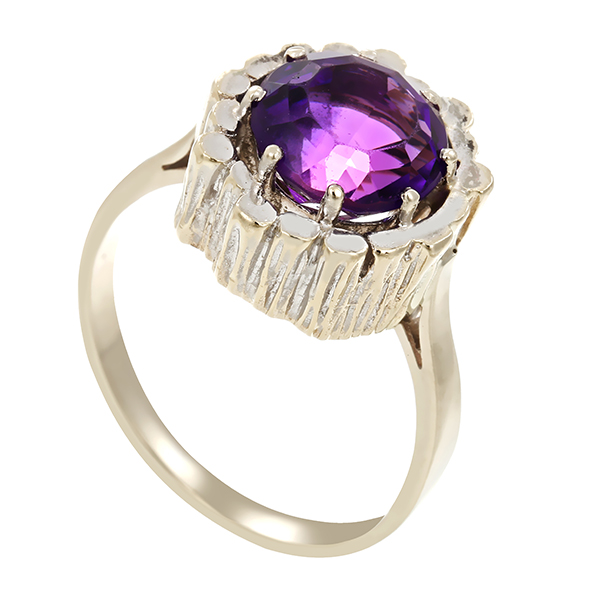 Ring, 14K, Weißgold, Amethyst
