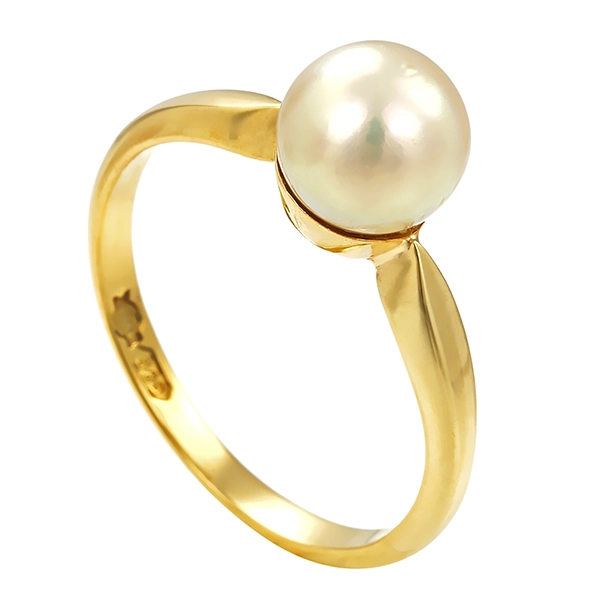Ring, 14K, Gelbgold, Perle