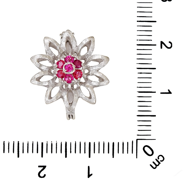 Verkürzer, 14K, Weißgold, Rubine