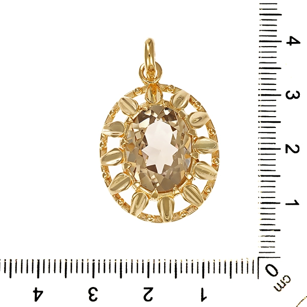 Anhänger, 14K, Gelbgold, Rauchquarz