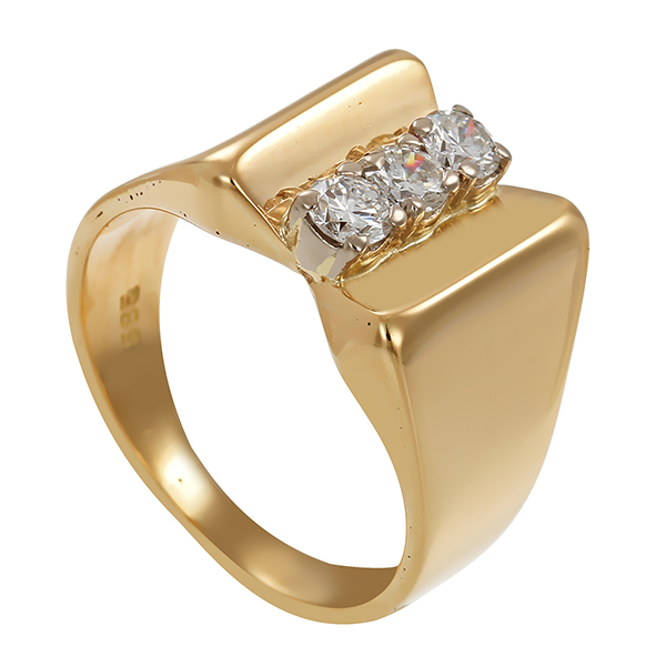 Ring, 14K, Gelb-/Weißgold, Brillanten