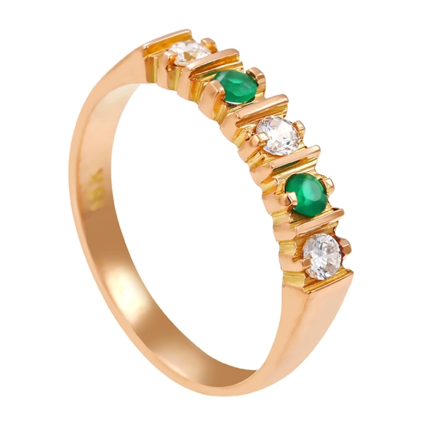 Ring, 18K, Gelbgold, Achat, Zirkonia