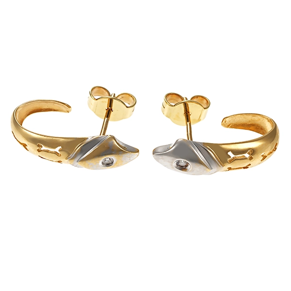 Steckcreolen, 14K, Gelb-/Weißgold, Brillanten
