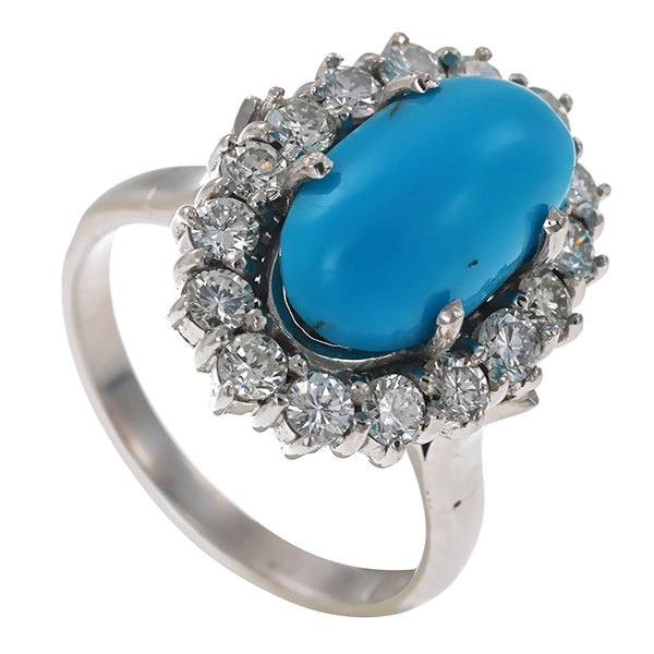 Ring, 18K, Weißgold, Türkis, Brillanten
