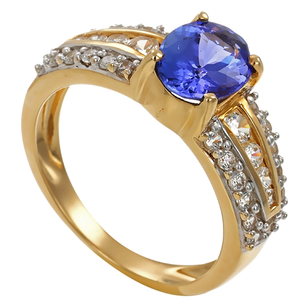 Ring, 14K, Gelbgold, Tansanit, Zirkonia