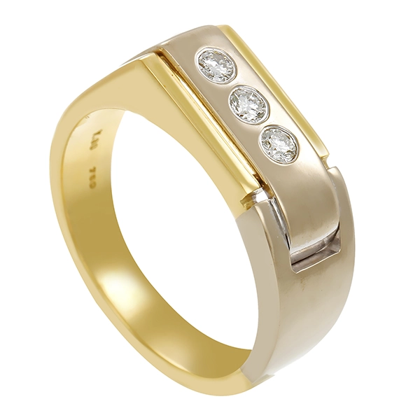 Damenring, 18K, Gelb-/Weißgold, Brillant