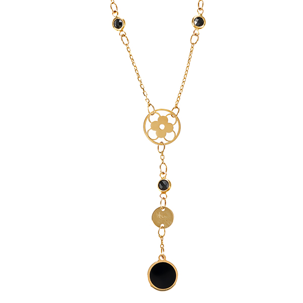 Collier, 14K, Gelbgold, Schmucksteine